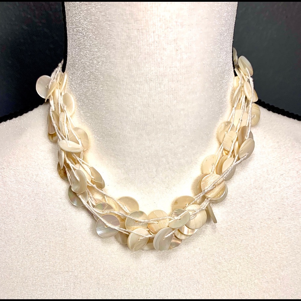Vintage MOP  disc Multi-Strand Chocker necklace.